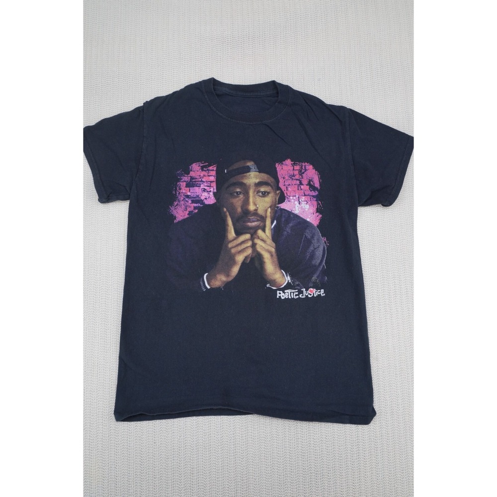 Tupac Shirt 2Pac Adult Small Black Poetic Jusice Short Sleeve Rap Hip Hop Mens